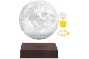 UVEHAS Magnetische Levitation Schwebende Mondlampe - 3 Farben Modi Rotierende schwebende 3D-Druck LED-Mond-Licht-Lampen mit Touch Control, Nachtlichter für Büro Haus Tischdekoration, kreatives Geschenk