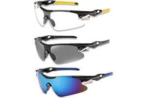 EXQUIMA 3 Pcs Cycling Glasses, Sports Sunglasses, Cycling Sunglasses for Men Women, Sunglassess Windproof Cycling Glasses UV400 Protection Light Sunglassess Outdoor Glassess for Men Woman