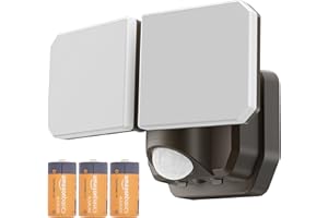 FLITI Faretto a Batteria con Sensore di Movimento,1000LM Fili Faretto LED da Esterno con Sensore di Movimento,Angolazione Regolabile,IP65 Lmpermeabile Luce Garage per Giardino,Cantiere
