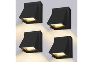 ‎BENMA BENMA Wandleuchte - 4 Stücke, 8W LED Wandlampe Außen/Innen, Wandlampe warmweiß 3000K Außenwandleuchte IP65 für Schlafzimmer, Wohnzimmer, Badezimmer, Schwarz