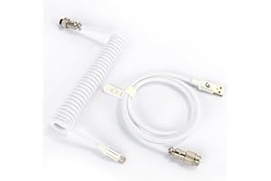MAMBASNAKE C01Pro Zwijany Kabel USB C do Klawiatury do Gier, Pleciony Kabel do Klawiatury Mechanicznej ze Metal Aviation Connector, Customized Spiralny Kabel do Klawiatury, Typu C na USB A - Biały