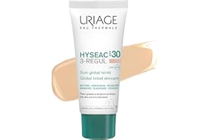 Uriage Hyseac Soin Teinté Global SPF30 avec des AHA et de l'acide salicylique - Matifie et unifie le teint - Haute protection UVA/UVB - Pour peaux grasses à tendance acnéique - Haute tolérance - 40 ml