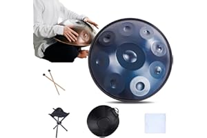 LXHGVKHJ Handpan Drums de 432Hz/440Hz, Steel Tongue Drum de 9/10/ 12 Notas, Instrumento para principiantes y profesionales, Hand Pan Drum de 55cm con todos los accesorios (Size : 440Hz, Color : BLUE_9 NOTES