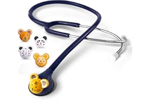 SCIAN dessin animé animal Design stéthoscope pour les cliniciens enfants, stéthoscope multicolore pour les enfants (Bleu foncé)