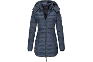 FUPODD Daunenmantel Damen Mit Kapuze Winterjacke Damen Warm Gefüttert Steppjacke Damen Outdoor Wintermantel Damen Lang Daunenjacke Frauen Zipper Mantel Damen Winter Puffer Skijacke Dicke Steppmantel
