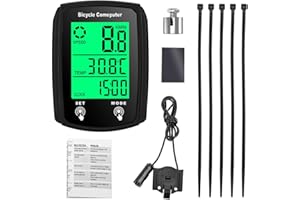 SKIKHN Fahrradcomputer Digital, Tacho Fahrrad, 19 Funktionen wasserdichte mit Hintergrundbeleuchtetem Display Fahrradtacho, Kabelgebundene Kilometerzähler Fahrrad Automatisches Aufwachen