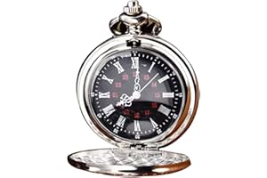 CERIOLL Orologio da tasca vintage,Orologio da taschino da uomo,Orologio da tasca con catena,Orologio da tasca al quarzo con catena,Orologio da tasca vintage con quadrante in numeri romani,Orologio da tasca