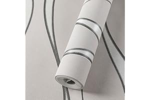 Swehooirt 0,53m x 9,5m Tapete Grau Vliestapete Modern Minimalistisch Tapeten mit 3D Streifen Muster Silber Leicht Glänzend - Streifentapete Wanddekoration in Wohnzimmer Schlafzimmer küche Flur