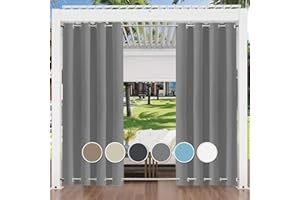 Aiyaoo Outdoor Vorhang Carport 275x225cm (1 Stück), Wasserdicht Sichtschutz Sonnenschutz für Balkon Terrasse Veranda Pergola Gartenlaube, Grau
