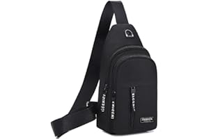 DecorDwell Sacoche Homme Bandouliere, Sling Bag Léger Sac de Poitrine avec Trou écouteurs, Sac Petit Etanche Casual Sling Bag, Plusieurs poches, Sac de Poitrine Sacoche pour Randonnée Cyclisme