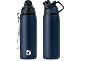 Fjbottle Stainless Steel Water Bottle 600ml/800ml/1L/1.5L with Magnetic Lid, BPA Free Insulated Water Bottle, Sports Metal Water Bottle Hot&Cold Drinks Vacuum Flask Leak-Proof for Gym, Work, Travel