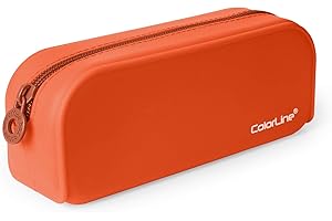 PRACTICOFFICE COLORLINE - Estuche Escolar Rectangular en Silicona. Tacto Suave. Naranja