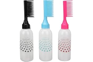 SINRAD Applikator Flasche Haare,Hair Oiling Applicator,Wurzelkamm Applikator Flasche,3 Stück Kaarflasche Mit Kamm,Mit Skala Kammflaschenaplikator,Färbe-Styling-Werkzeuge für den Friseur(170ml)