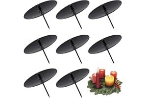 GUCASS Kerzenhalter Adventskranz Ø 6cm, 8 Stück Advents Kerzenhalter für Stumpenkerzen, Metall Adventskerzenhalter mit Dorn Kerzenteller Kerzenständer für Adventskranz, DIY Advents Deko Weihnachten, Schwarz