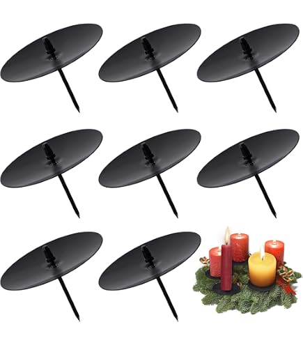 Porte-Bougies Pour Couronne De L'Avent - Lot De 8 En Métal Noir - Hauteur 2,5 Cm - Décoration Noël DIY - 7
