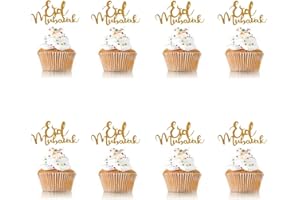 SWHATYW 48PCS Glitter Eid Mubarak Cupcake Topper Ramadan Kareem Party Supplies Islamic Muslim Party Decorations