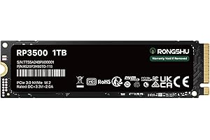RONGSHU 1TB NVMe SSD M.2 PCIe Gen 3×4, Read Speeds Up to 3,500 MB/s, M.2 2280 Internal Soild State Drive, SLC Cache 3D NAND TLC Compatible with Laptop and PC Desktops (RP3500)