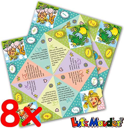 8x Faltspiele * HIMMEL und HÖLLE * mit den Motiv: PRINZESSIN MIABELLA aus dem Lutz Mauder Verlag // 10202 // Spiele zum Kindergeburtstag Kinder Geburtstag Mitgebsel Geschenk Party Set Fee Elfe Mädchen
