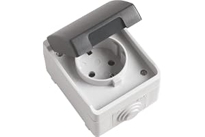 Amig - Enkel utanpåliggande Schuko-vägguttag IP54 med lock Mod.3600 - Max spänning 230 V - Fuktskyddad - För inom- och utomhu