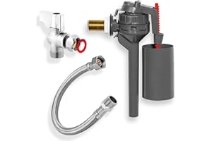 VORRENS Kit de WC toilette [Wirquin 3/8 Flotteur Robinet D'arrêt Équerre Tuyau Flexible] Topy Flotteur deau Robinet Mecanisme Chasse d'eau Robinet D'arrêt Équerre Tuyau De Raccordement Mâle/Femelle 50