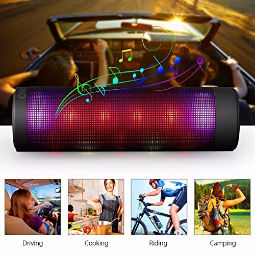 Mobiler Bluetooth Lautsprecher, ELEGIANT Tragbarer Bluetooth 4.0 Wireless LED Lautsprecher 2 x 8W Stereo Boombox Boxen Speaker mit 6 LED Licht Modi+ 2x2000 mA/ 10 Stunden+ Reinem Bass + eingebautem Mikrofon Freisprecheinrichtung fÃ¼r Indoor Outdoor Sport iPhone 8 7 6 6S Plus iPad Samsung Galaxy S8 S6 S6 Edge LG G3 Nexus 5/4 Huawei und andere Bluetooth Smartphone Tablets Laptop PC Computer Projektor MP3