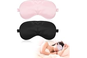 Molain 2 Stück Seidene Schlafmaske Damen, Weiche Seide Schlafmaske Augenmaske mit verstellbarem Riemen Sleep Mask Lichtblockierende Schlafbrille für Pause Reisen, blockiert Licht
