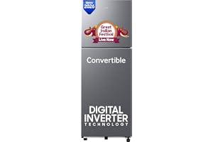 Samsung 236 L, 3 Star, Convertible, Digital Inverter Frost Free Double Door Refrigerator (RT40H28U3THL, Silver, Refined Inox, 2026 Model)