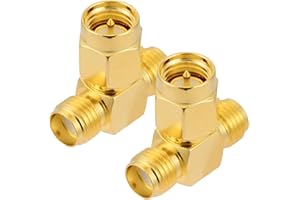 Vecys 2PCS SMA Adapter Splitter 3 Way T Type SMA Male to Dual Female Splitter Antenna Adapter Converter 50 Ohm