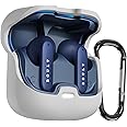Sounce Earphone Case Cover Compatible for Boult Audio Z40, Soft Silicone Skin Case Cover Shock-Absorbing Protective Case with Keychain [Front LED Visible] (Grey)