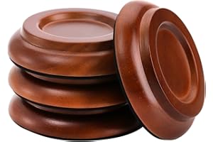 YOUEON Lot de 4 patins pour roulettes de piano avec mousse antidérapante, 10,2 cm, pieds de roue en bois dur, marron