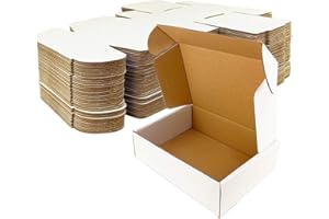 Giftgarden Caja de Cartón Kraft 15.3x10.2x7.6cm, Color Blanco, Cajitas de Carton Corrugado para Envíos, 25 Unidades