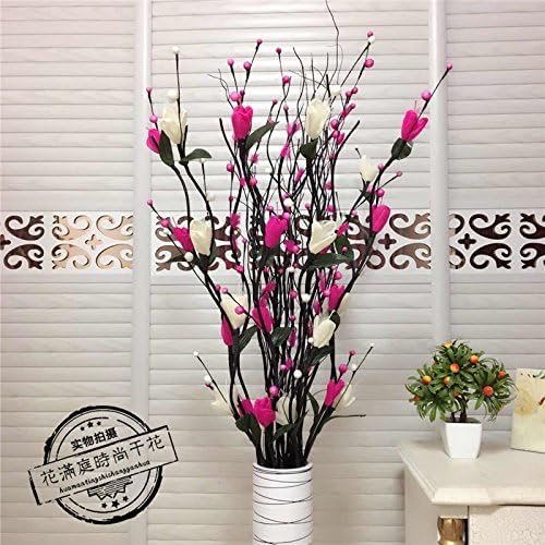 Leaves Dried Flowers Living Room Floor Fake Flowers Simulation Stick Flower Dried Flowers Plum Blossom Home House Decoration Living room/Bedroom/Restaurant/Christmas/Festival,H