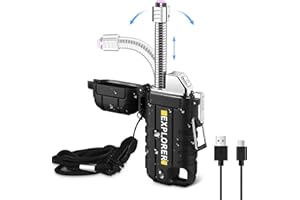 Ultraray Accendino elettrico impermeabile, ad arco elettrico, ricaricabile, con collo flessibile a 360 gradi, accendino al plasma per campeggio, escursionismo