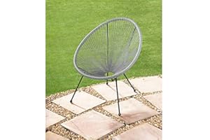 OTZ Grey String Chair Rattan Chair Moon Chair Garden Dinning Chair Large