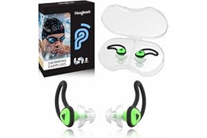 Hearprotek Tappi per orecchie da nuoto, 2 paia silicone riutilizzabile acqua tappi orecchie piscina-Impermeabili per nuotare Bagno Doccia surf (Verde)