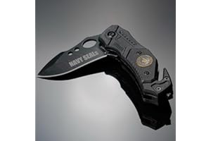 TS TACTICAL STORE Navaja de bolsillo con Apertura asistida MINI NAVY SEALS | cuchillo plegable para hombres | Hoja acero inoxidable: 6cm | Navaja supervivencia, senderismo, camping 19390A