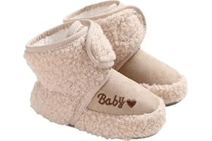 TMEOG Krabbelschuhe Baby Winterschuh Outdoor Fleece Boots Rutschfest Warme Booties Stiefel Gefütterte Neugeborene Walk Schuhe für Mädchen Jungen 0-18 Monate