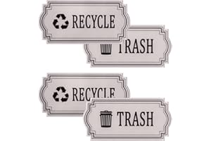 HAOHAI Paquete de 4 calcomanías de reciclaje y basura, símbolo de logotipo de reciclaje y basura, calcomanía de vinilo impermeable para cubos de basura