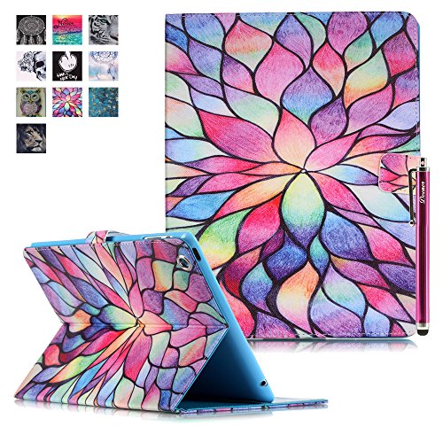 iPad 2 iPad 3 iPad 4 Hülle, Deenor Bunt Painting und Stilvoll Brieftasche Tasche PU Leder Flip Protective Stand Tasche Schutzhülle Hülle für Apple iPad 2 iPad 3 iPad 4 Generation.[Color Flowers]