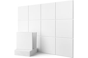 KUCHOOW Pannelli Fonoassorbente, 12 Pezzi, Pannelli Insonorizzanti Alta Densità per la Decorazione della Parete e il Trattamento Acustico, Pannelli Acustici (30x30x0.9cm)
