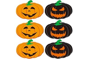 CREAHAUS Halloween Pumpkin Placemats, Double-sided printed Pumpkin Table place mats for Halloween Decoration Dinner Party Tableware Decor (6Pcs-A)