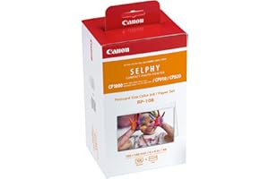 Canon SELPHY RP-108 Set di Cartucce e Carta per Stampante - Confezione con Inchiostro (2 Cartucce Originali) e 108 Fogli (100 x 148mm)