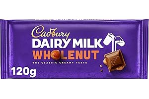 Cadbury Dairy Milk Whole Nut Bar, Whole Hazelnuts Covered in Creamy Milk Chocolate, 120 g Bar (Pack of 1)