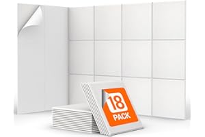 18 Pack Sound Proofing Panels Self-adhesive, TONOR 30x30x0,9cm Square Acoustic Absorbing Panels for Wall, High Density Insulation Soundproofing Panels for Recording Studio, Game Room, Offices, White