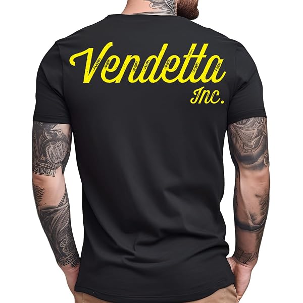 Vendetta Inc. Maglietta Uomo In Cotone Nero – Classica Manica Corta, Taglio Dritto, Taglie S-5XL