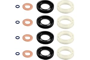 PLIMBIN Kit Complet de Joints Injecteur Diesel HDI 1.6L Compatible Citroën, Peugeot et Volvo, 16 Pièces Incluant Rondelles Cuivre et Joints Toriques 1982A0 198299 1314368 1233683 1373550