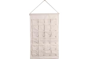 GISELA D Adventskalender för självfyllning, 67 x 43 cm, 24 tygväskor, väggkalender, återanvändbar