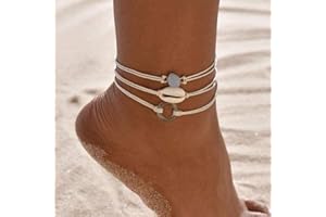 Ushiny Tobillera Boho a capas con conchas para el tobillo, tobillera de playa, accesorios de pie para mujeres y niñas