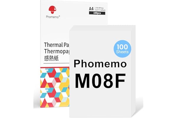 Phomemo M08F A4 Thermique Papier Compatible Avec Phomemo M08F M08D M832 M832D M833 M834 Q302 Imprimantes Mobile Portables pour Voyage, Maison, Photo, 100 feuilles