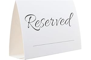 TOROS STORE 20 Pack Modern Reserved Table Sign With Name Line - Reserved Signs For Wedding - White Reserved Signs - Wedding Accessories - Tent Cards For Reserving Seats & Places - Place Cards for Party, Event